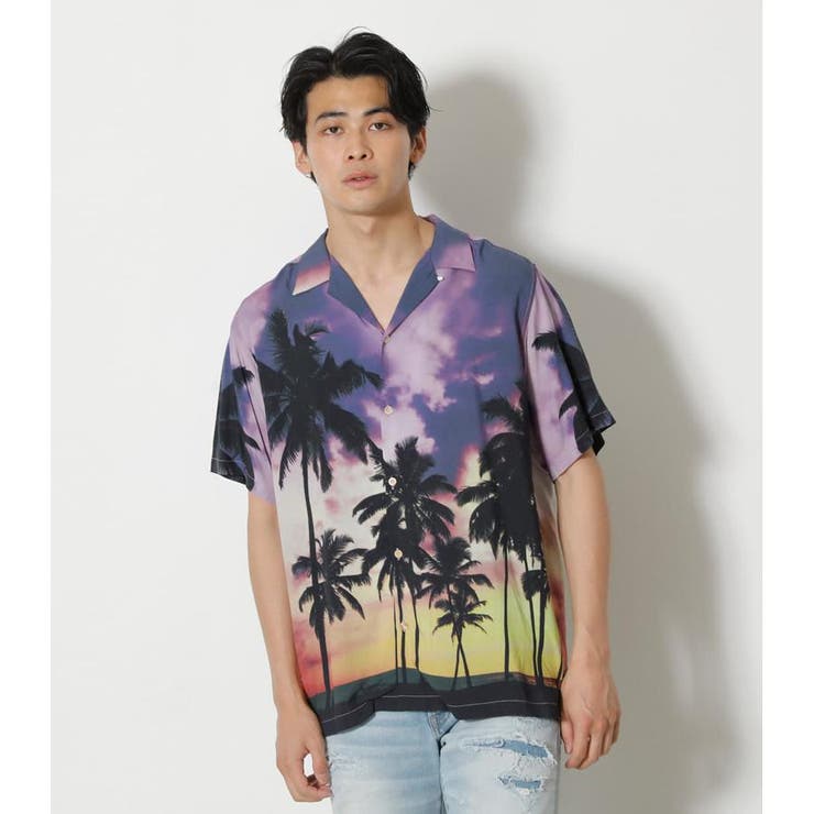 柄PUR5 | PALM TREE ALOHA SHIRT | AZUL BY MOUSSY