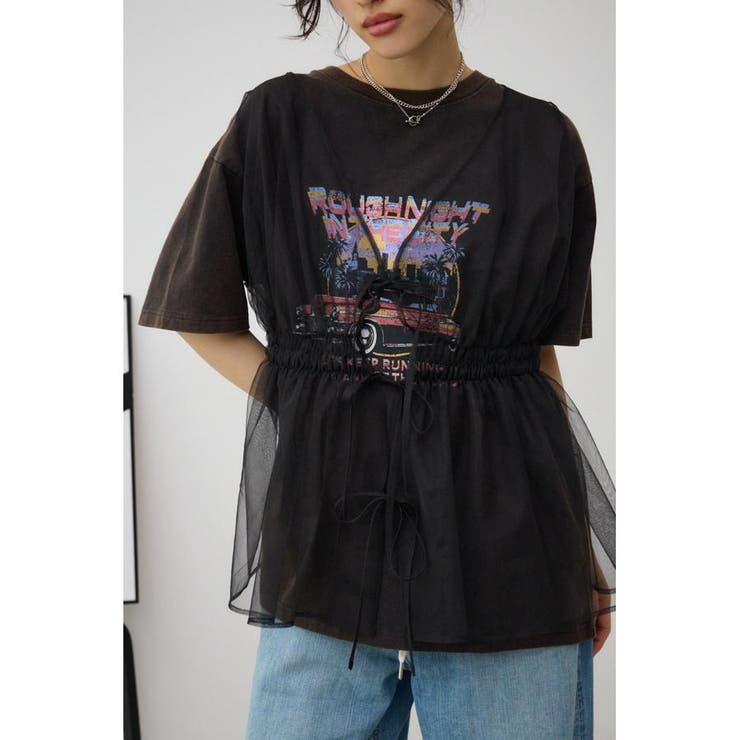 BLK | チュールギャザージレトップス | AZUL BY MOUSSY