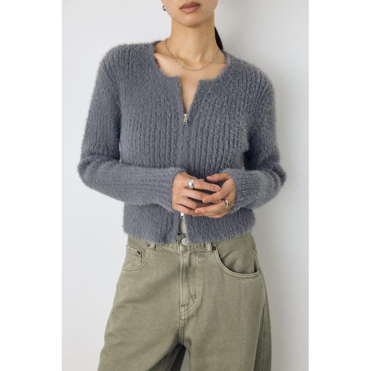 ダブルジップシャギーニットカーディガン | AZUL BY MOUSSY | 詳細画像38 