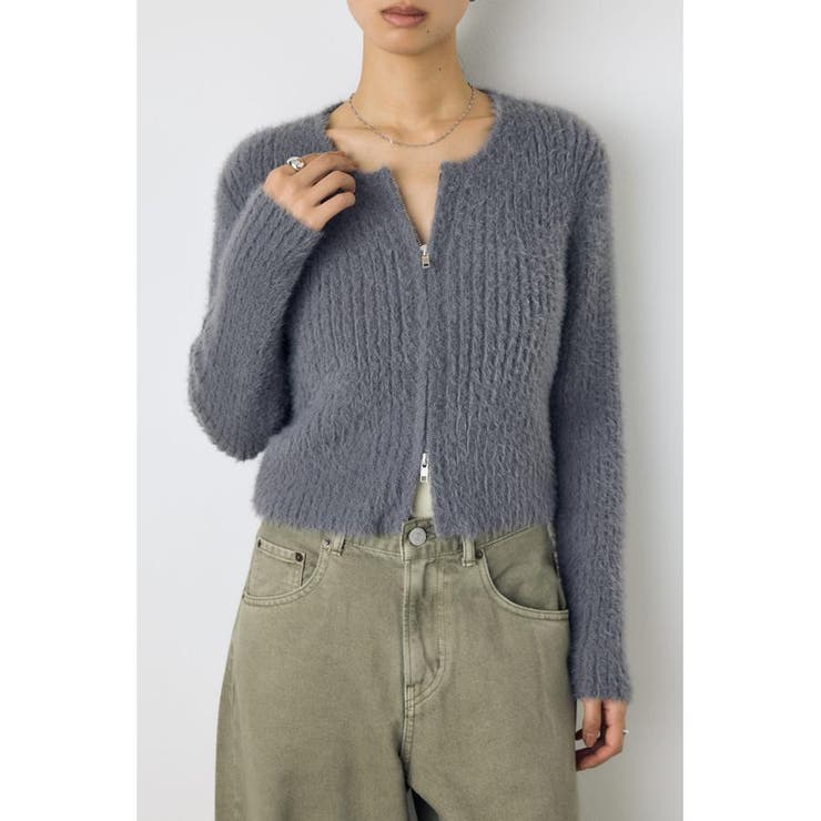 ダブルジップシャギーニットカーディガン | AZUL BY MOUSSY | 詳細画像39 