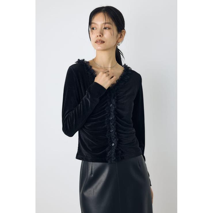 BLK | ベロアフロントシャーリングトップス | AZUL BY MOUSSY