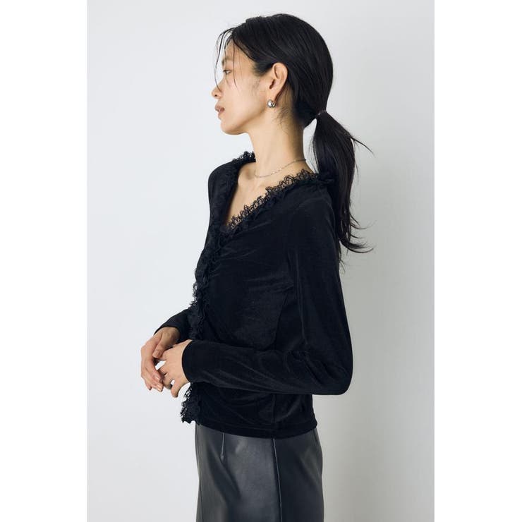 ベロアフロントシャーリングトップス | AZUL BY MOUSSY | 詳細画像2 