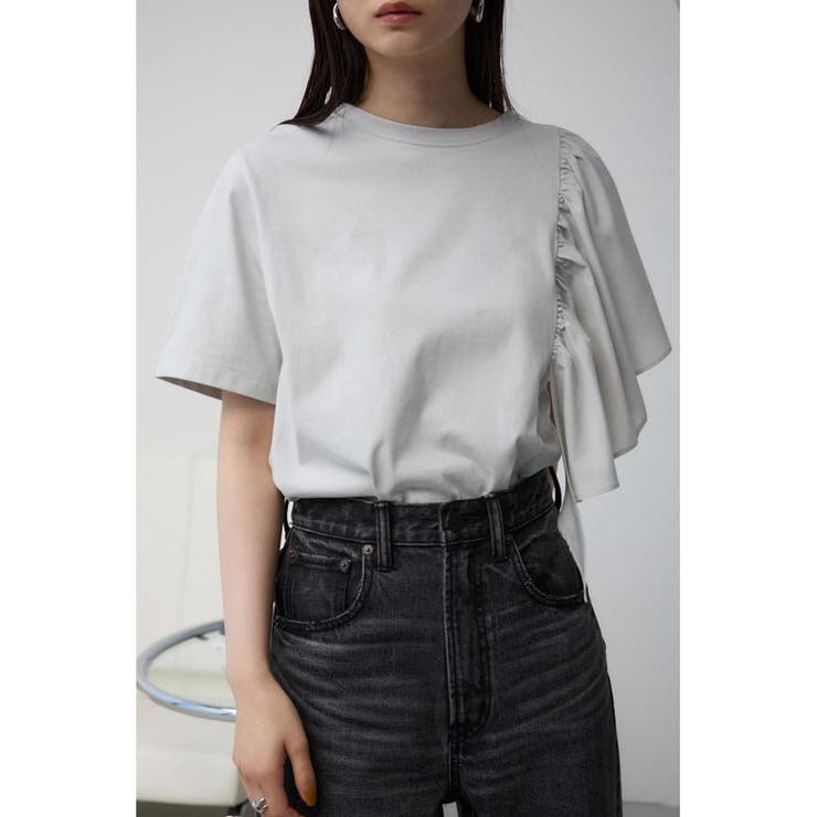 美品 クレッシェント アシンメトリー M ゆったり 変形トップス ブルー　青 ASYMMETRY LAYERD SET TOPS/アシンメトリーレイヤードセット