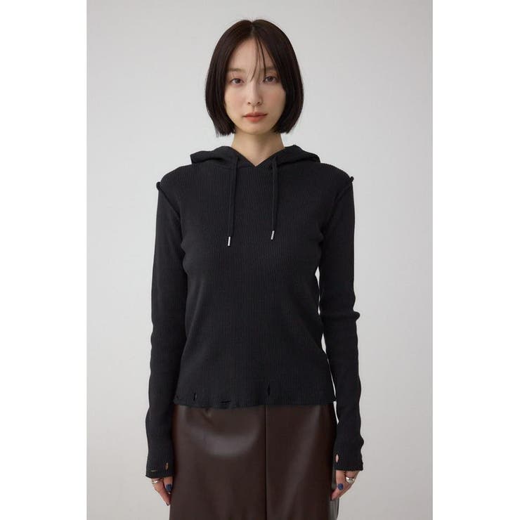 ダメージフーディーリブトップス | AZUL BY MOUSSY | 詳細画像16 