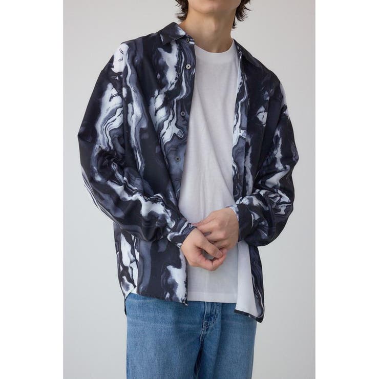 柄BLK5 | ポリエステルスエードジェネラルシャツ | AZUL BY MOUSSY