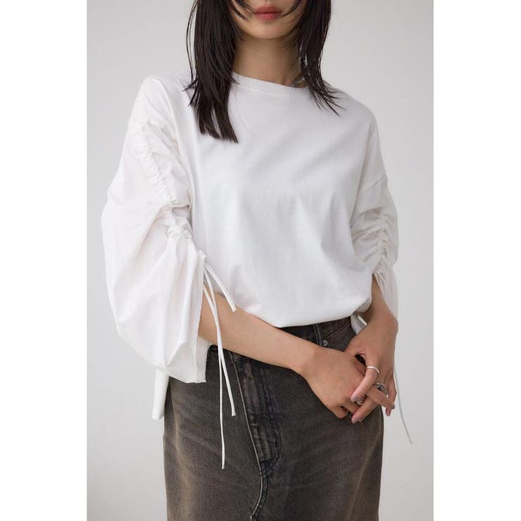 ギャザースリーブカットトップス | AZUL BY MOUSSY | 詳細画像1