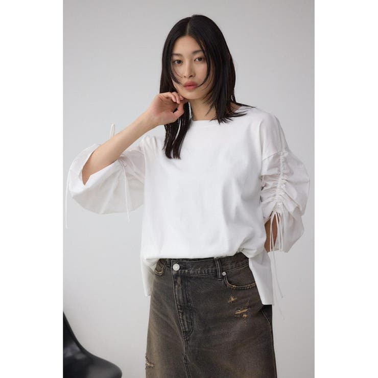 ギャザースリーブカットトップス | AZUL BY MOUSSY | 詳細画像3