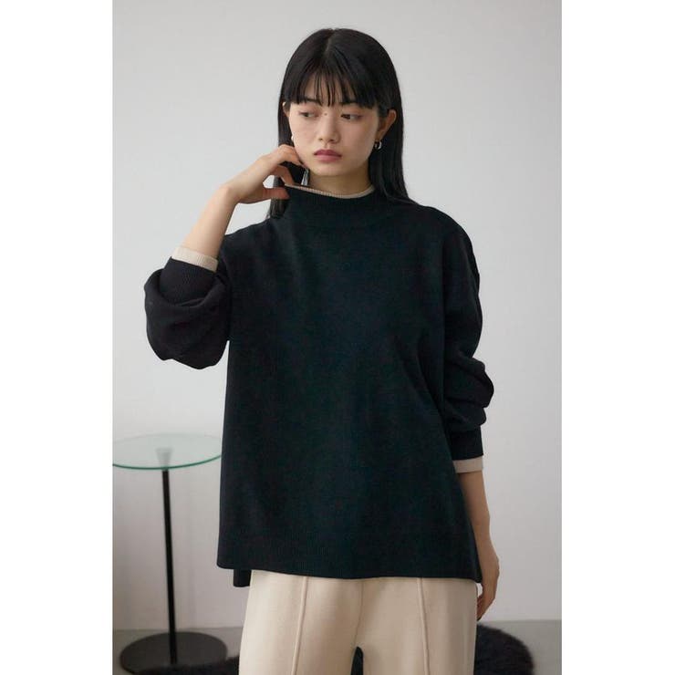 格上げ ダブルネックデザインニットトップス | AZUL BY MOUSSY | 詳細画像13 