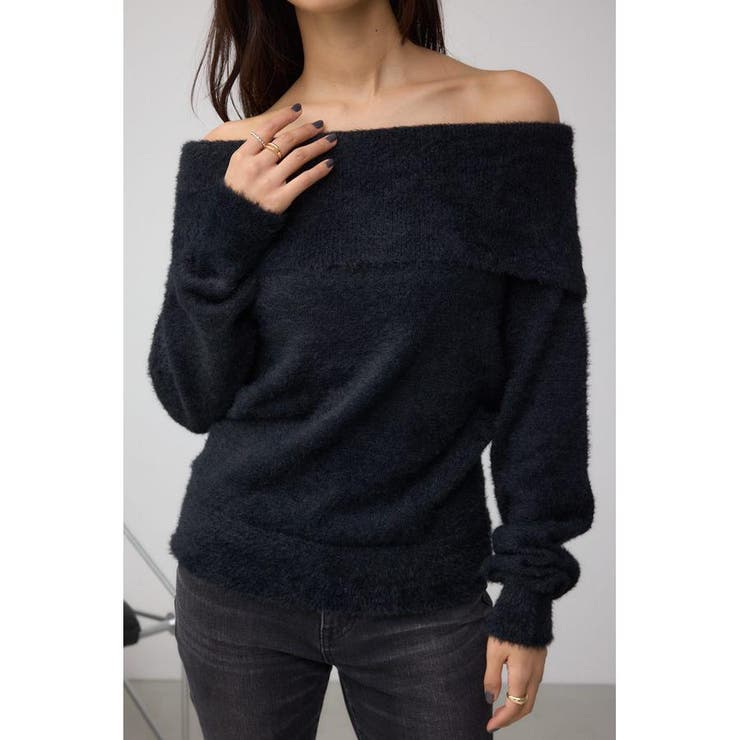 BLK | モヘヤライクオフショルダーニット | AZUL BY MOUSSY