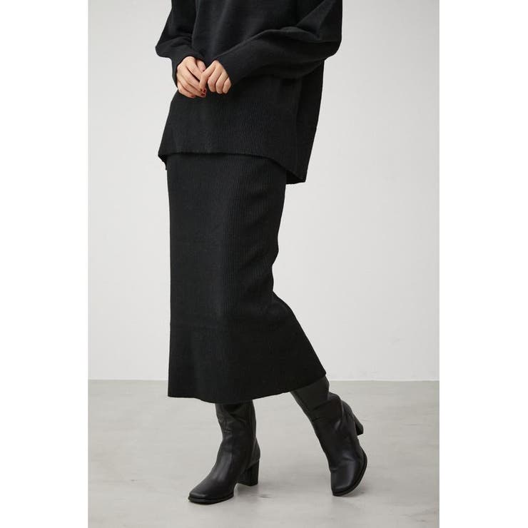 V TWELVE Knit Tight Skirt ネイビー V TWELVE Knit Tight Skirt ネイビー High Slit Maxi Knit Skirt