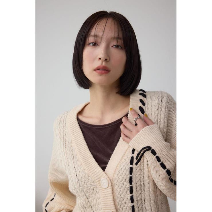 ステッチデザインカーディガン | AZUL BY MOUSSY | 詳細画像2 