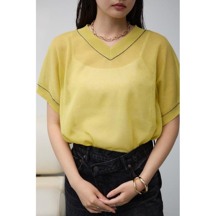 LIME | シアーワイドルーズニット | AZUL BY MOUSSY