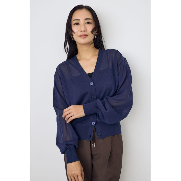 NVY | シアーニットカーディガン | AZUL BY MOUSSY