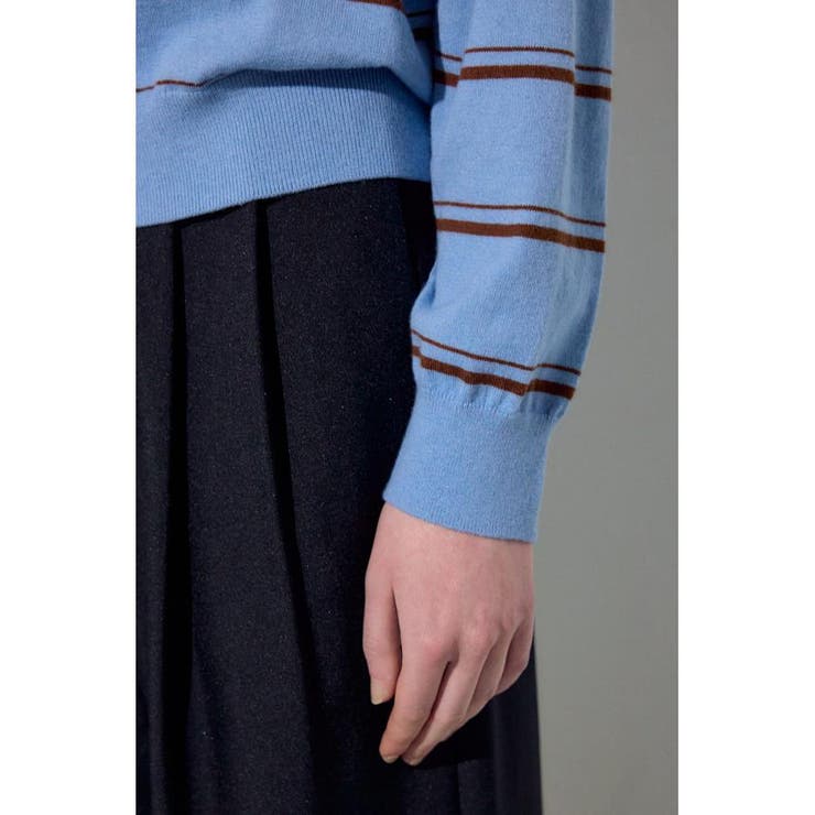 カシミヤミックスポロカラーボーダーニット | AZUL BY MOUSSY | 詳細画像23 