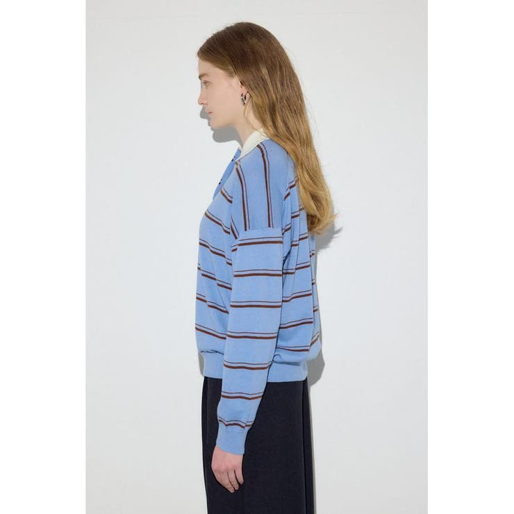 カシミヤミックスポロカラーボーダーニット | AZUL BY MOUSSY | 詳細画像19 
