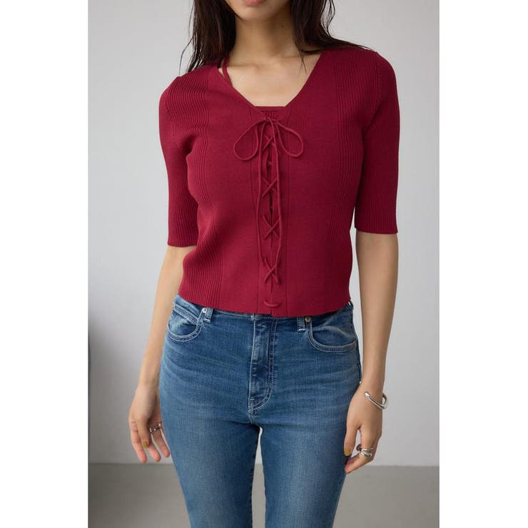 BRD | フェイクレイヤードレースアップニット | AZUL BY MOUSSY