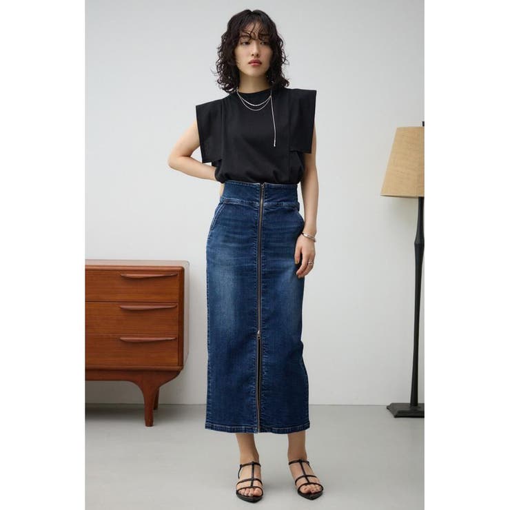 【新品】W32 ディーゼル デニムスカート フロントジップ 牛革ラベル ブルー AZUL DENIM フロントジップデニムスカート[品番：AZLW0022343]｜AZUL