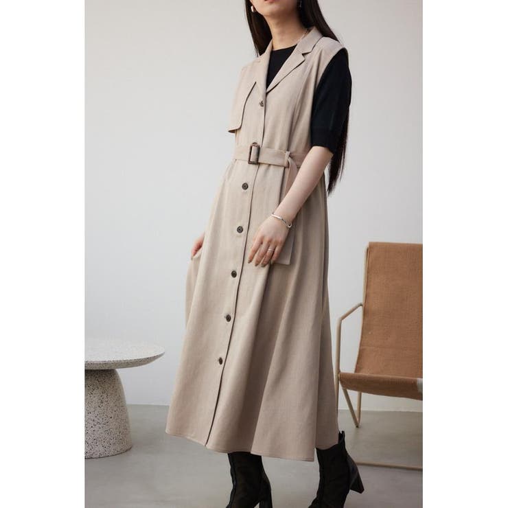 L/BEG1 | リネンライクジレワンピース | AZUL BY MOUSSY