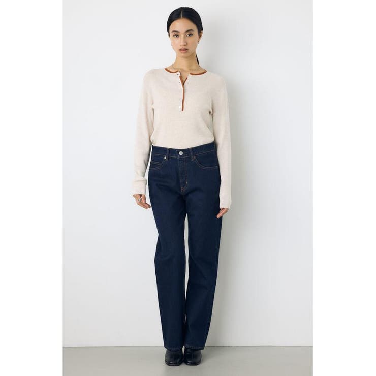 格上げ ヘンリーネックデザインニットトップス | AZUL BY MOUSSY | 詳細画像5 