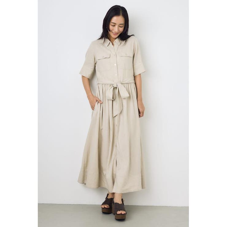 リネンベルテッドフレアボタンワンピース | AZUL BY MOUSSY | 詳細画像12 