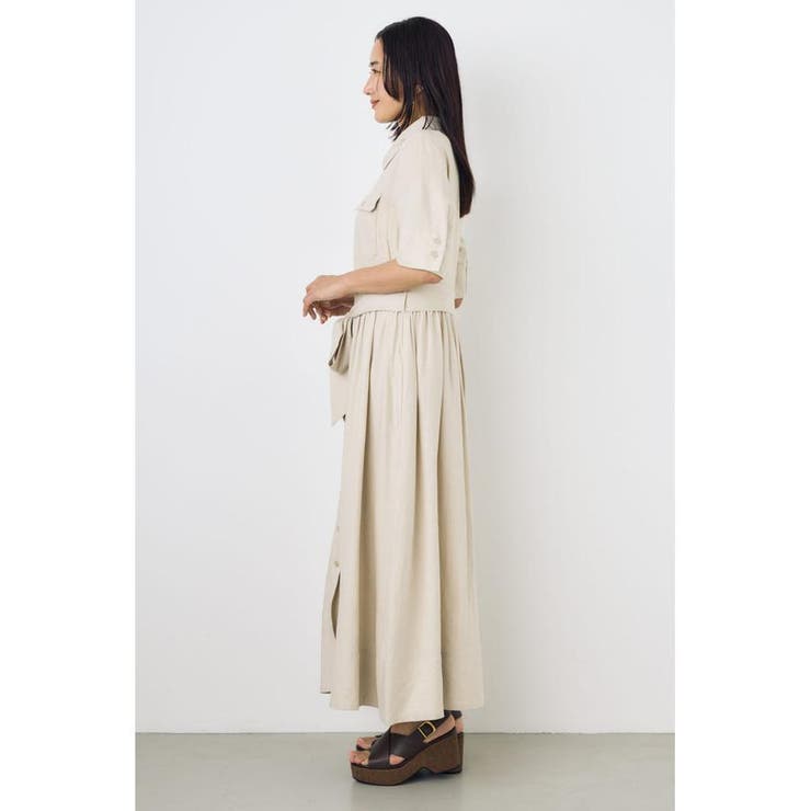 リネンベルテッドフレアボタンワンピース | AZUL BY MOUSSY | 詳細画像14 