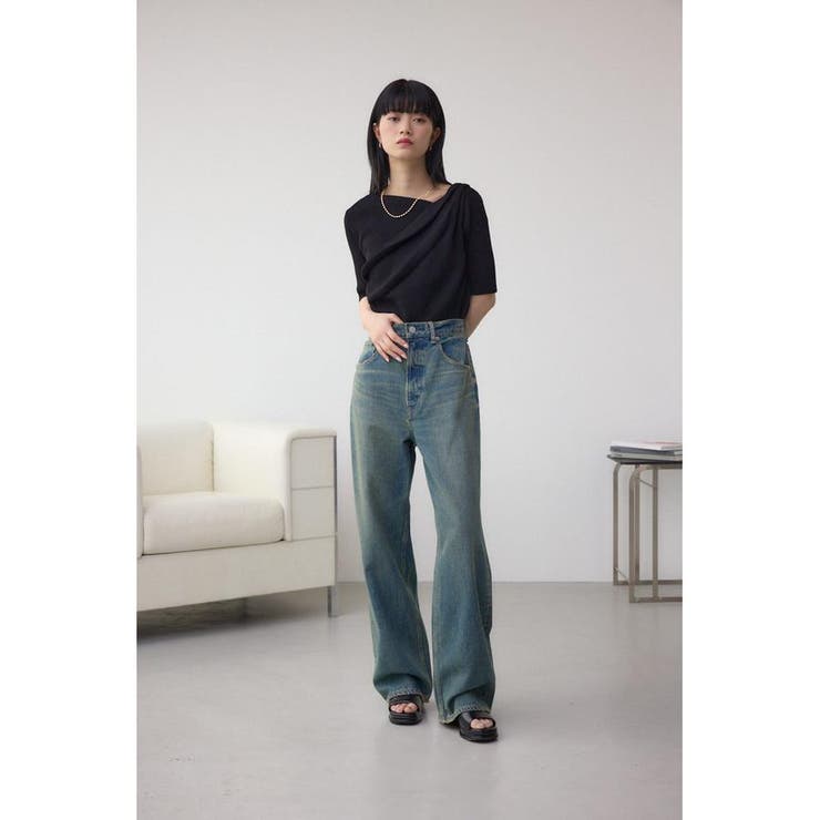 ドレープデザイン5分袖リブニット | AZUL BY MOUSSY | 詳細画像13 