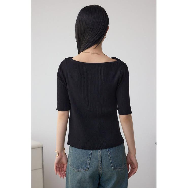 ドレープデザイン5分袖リブニット | AZUL BY MOUSSY | 詳細画像16 