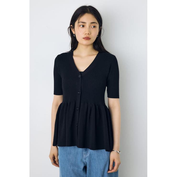 ペプラム5分袖ニットカーディガン | AZUL BY MOUSSY | 詳細画像9 