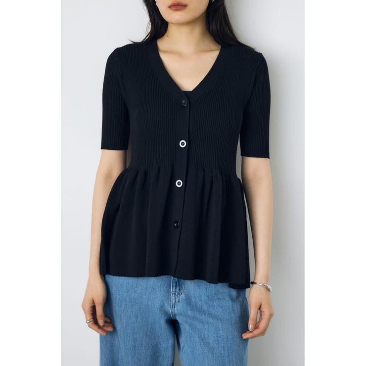 ペプラム5分袖ニットカーディガン | AZUL BY MOUSSY | 詳細画像10 