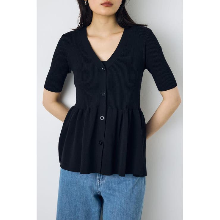 ペプラム5分袖ニットカーディガン | AZUL BY MOUSSY | 詳細画像11 