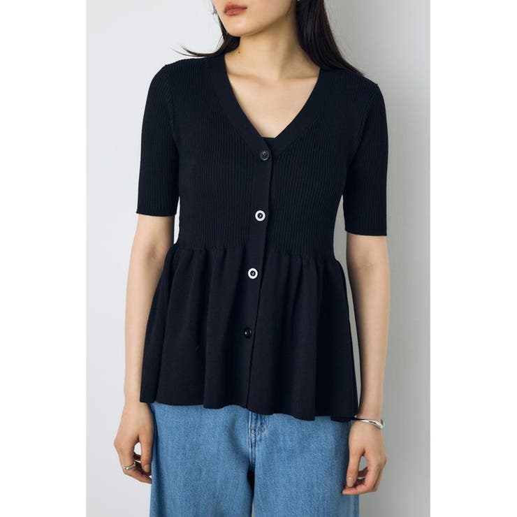ペプラム5分袖ニットカーディガン | AZUL BY MOUSSY | 詳細画像12 