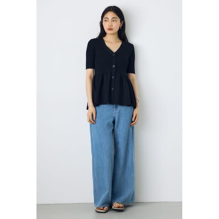 ペプラム5分袖ニットカーディガン | AZUL BY MOUSSY | 詳細画像15 