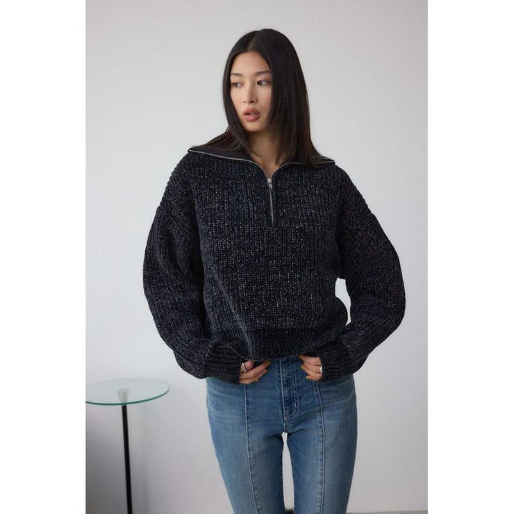 ラメベロアハーフZIPニットトップス | AZUL BY MOUSSY | 詳細画像12 