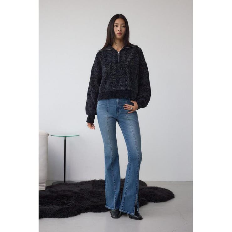 ラメベロアハーフZIPニットトップス | AZUL BY MOUSSY | 詳細画像13 