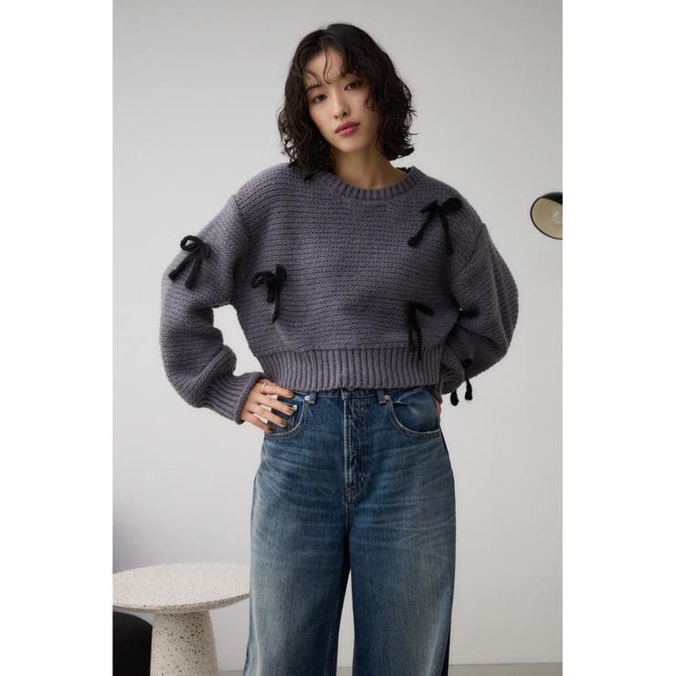 未着用 amuamu bowknot pullover リボンニット