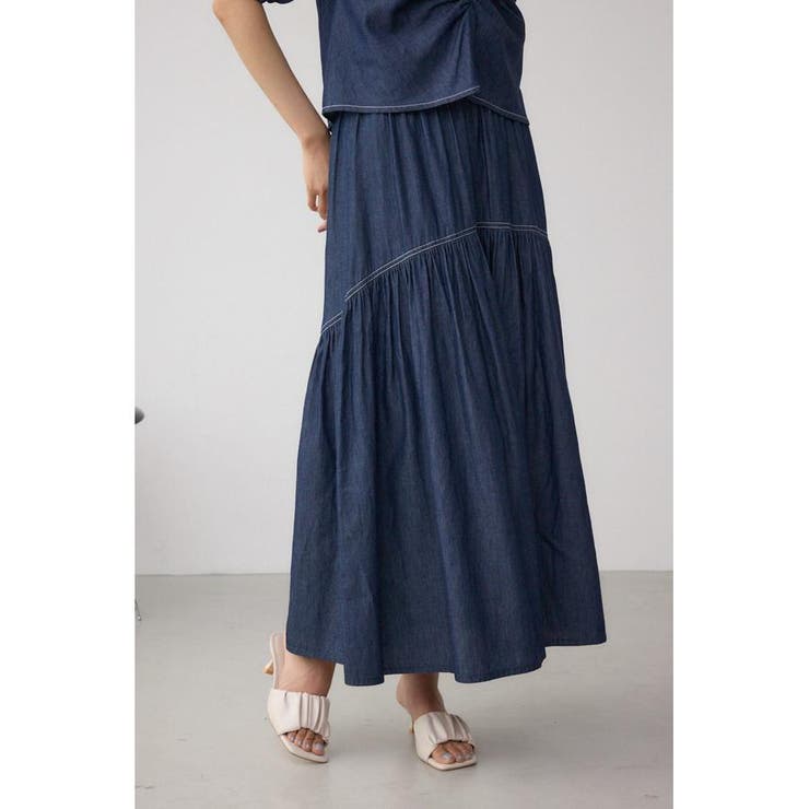 デニムライクギャザーフレアスカート | AZUL BY MOUSSY | 詳細画像13 