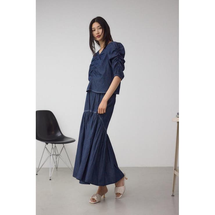 デニムライクギャザーフレアスカート | AZUL BY MOUSSY | 詳細画像15 