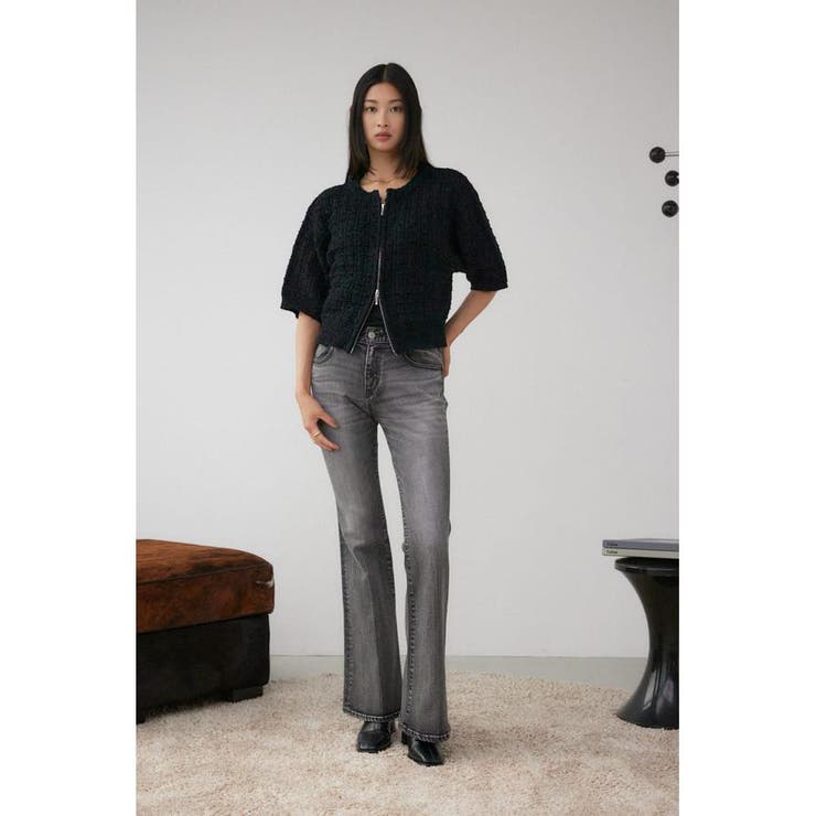 Wジップ5分袖ツイードニット | AZUL BY MOUSSY | 詳細画像4 