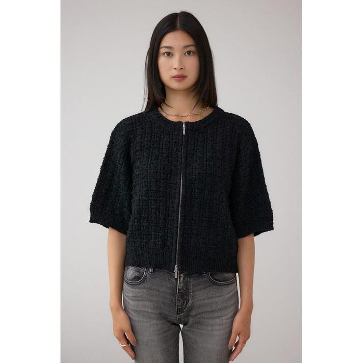 Wジップ5分袖ツイードニット | AZUL BY MOUSSY | 詳細画像5 