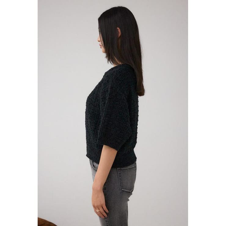 Wジップ5分袖ツイードニット | AZUL BY MOUSSY | 詳細画像6 