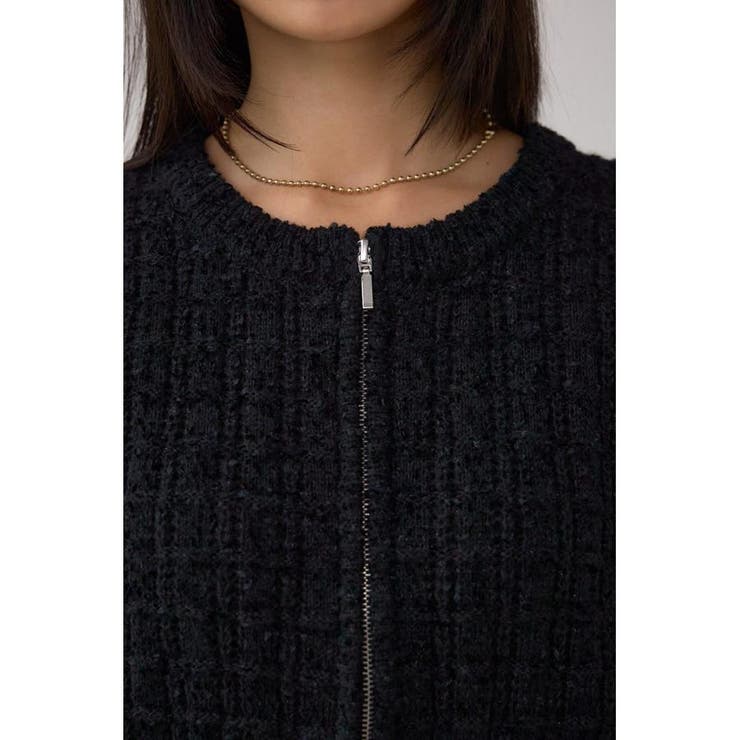 Wジップ5分袖ツイードニット | AZUL BY MOUSSY | 詳細画像8 