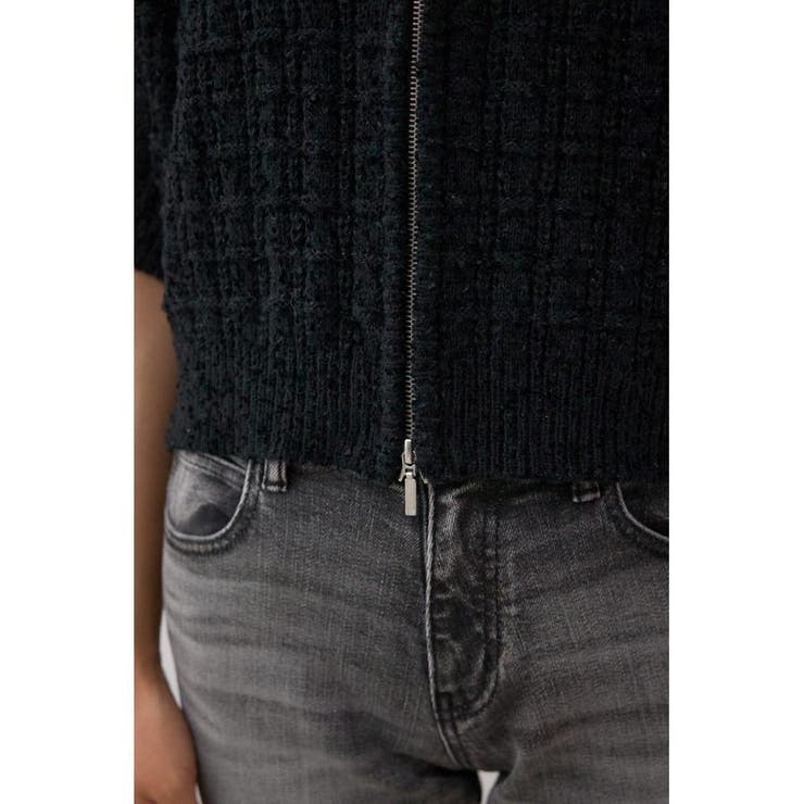 Wジップ5分袖ツイードニット | AZUL BY MOUSSY | 詳細画像10 