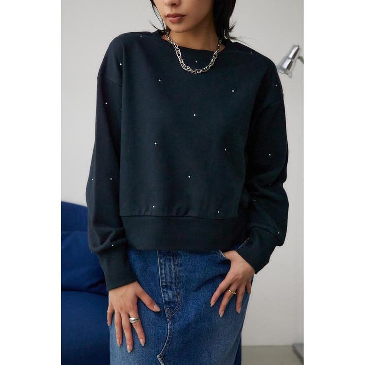 BLK | ラインストーンウラケトップス | AZUL BY MOUSSY