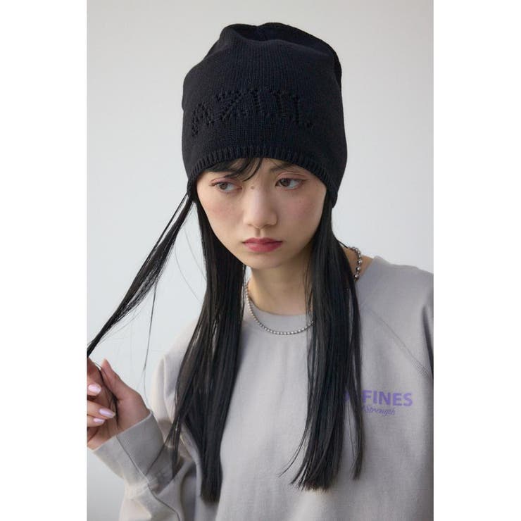 BLK | ロゴパンチングニットビーニー | AZUL BY MOUSSY