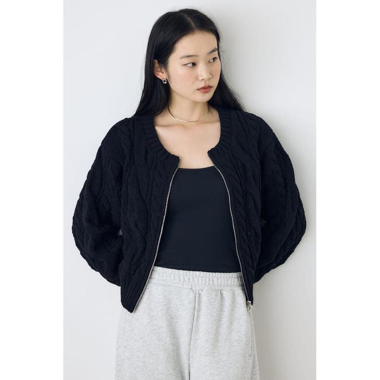 BLK | ダブルジップニットカーディガン | AZUL BY MOUSSY