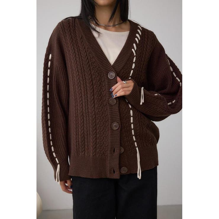 BRN | ステッチデザインカーディガン | AZUL BY MOUSSY