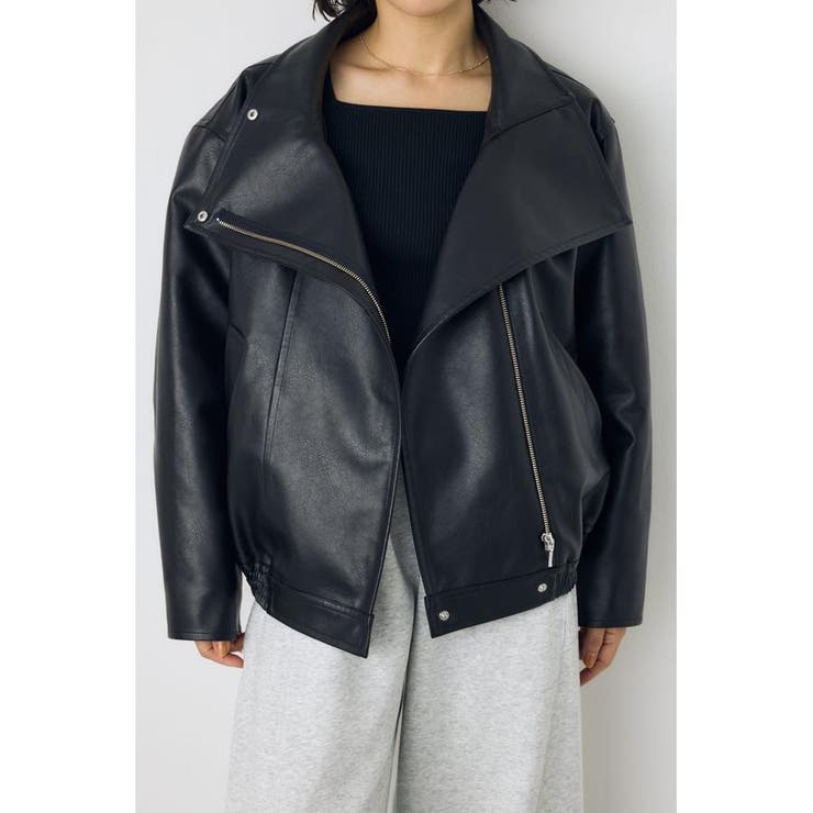 フェイクレザースタンド中綿キルティングブルゾン | AZUL BY MOUSSY | 詳細画像4 