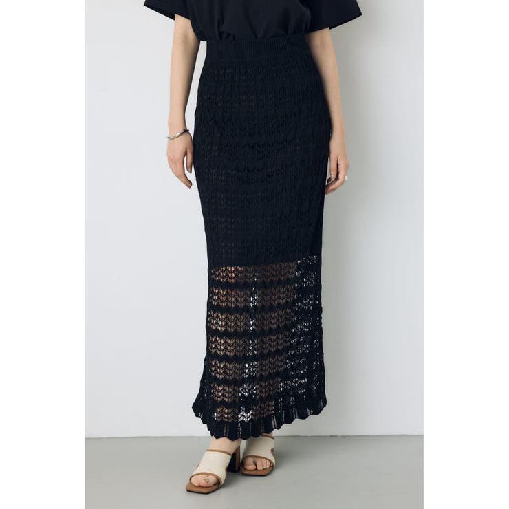 BLK | クロシェニットロングスカート | AZUL BY MOUSSY