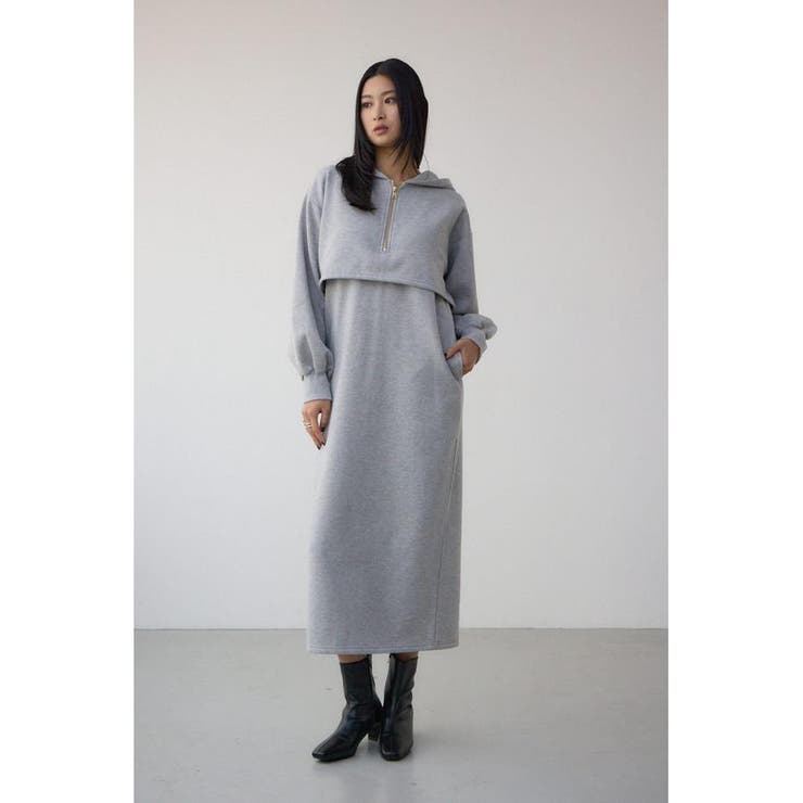 レイヤード風裏起毛フーディーワンピース | AZUL BY MOUSSY | 詳細画像18 