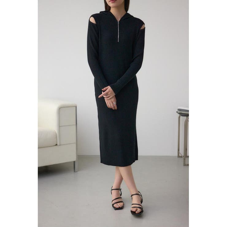 BLK | ショルダースリットリブニットワンピース | AZUL BY MOUSSY